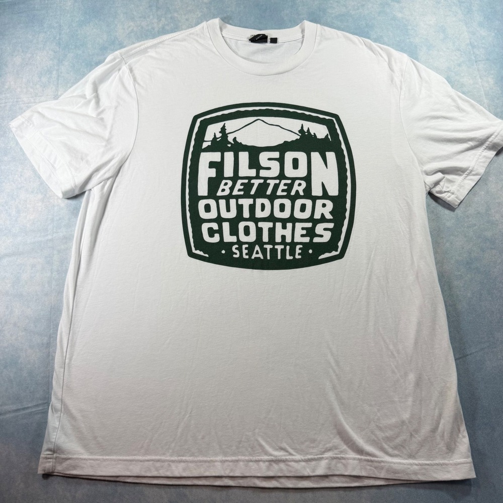 Filson Graphic T-Shirt Mens XXL White Excellent Short Sleeve Seattle Mountain